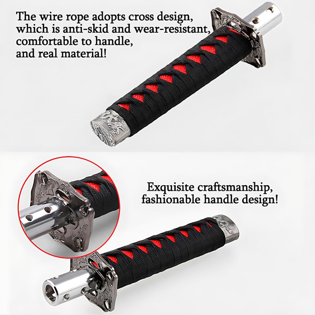 zipelo Samurai Sword Shift Knob, 6 Inch (15cm) Short Gear Shift Knob with 4 Adapters, Samurai Shift Gear Lever for Manual Transmission Cars Most Automatic Transmission Cars(Black/Red)
