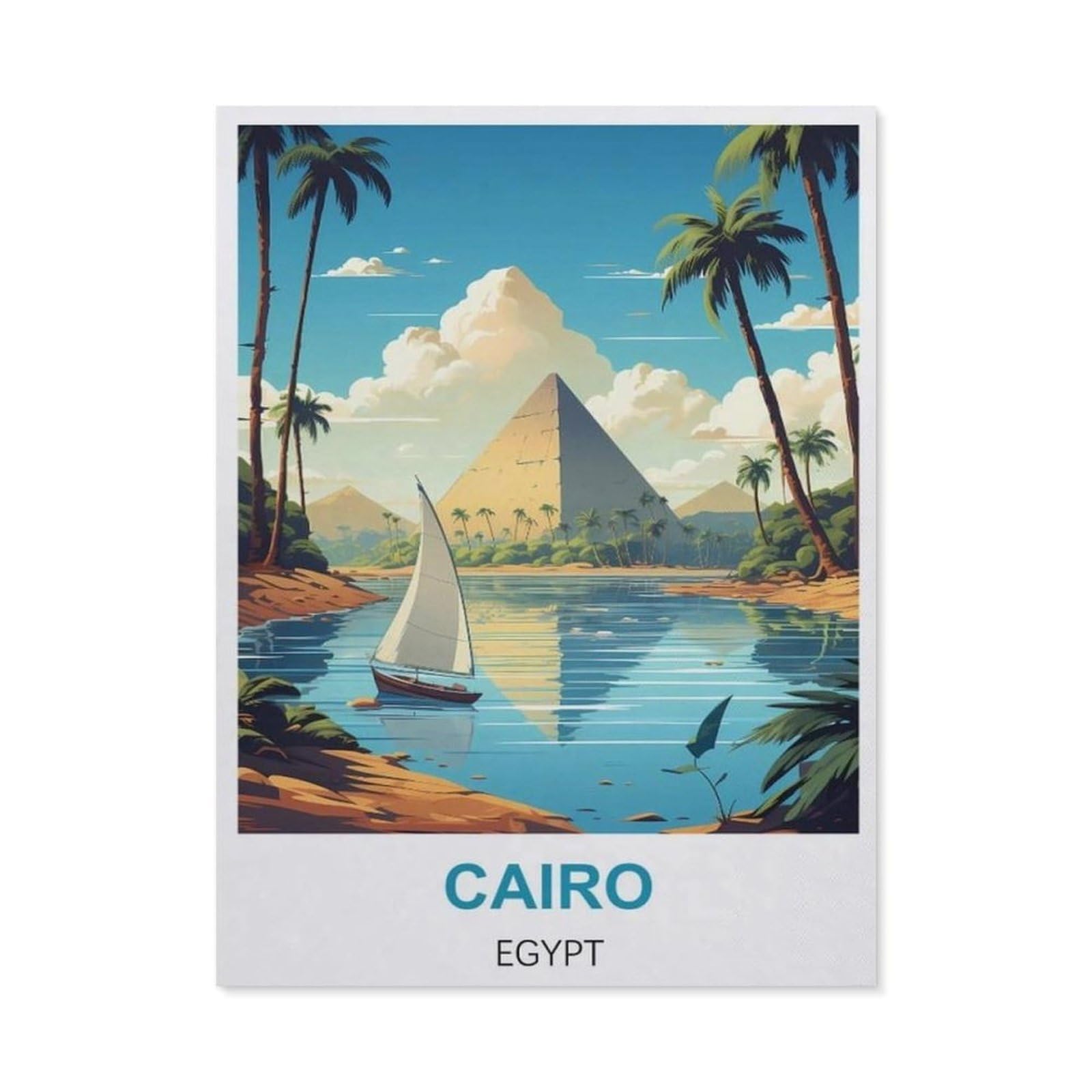 BEAYODKP 5D DIY Diamond Painting Kit，Cairo Egypt Vintage Travel Posters，Crystal Mosaic Full Drill Round Diamond Painting Embroidery Accessories（30 x 40 cm/11.81 x 15.74 inches）-BW17