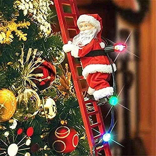 Plüsch-Kletterleiter Santa Doll Toy, elektrischer Kletter-Weihnachtsmann auf der Leiter, neuartige Weihnachtsdekoration mit Musik und