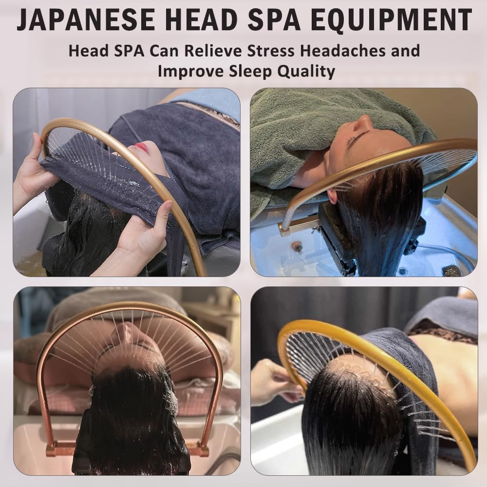 Head Spa Equipment, duży zbiornik na wodę 60 l, łóżko do szamponu do masażu, basen do cyrkulacji wody, fumigacja i terapia światłem oraz pielęgnacja głowy japońska głowa spa przenośna umywalka do