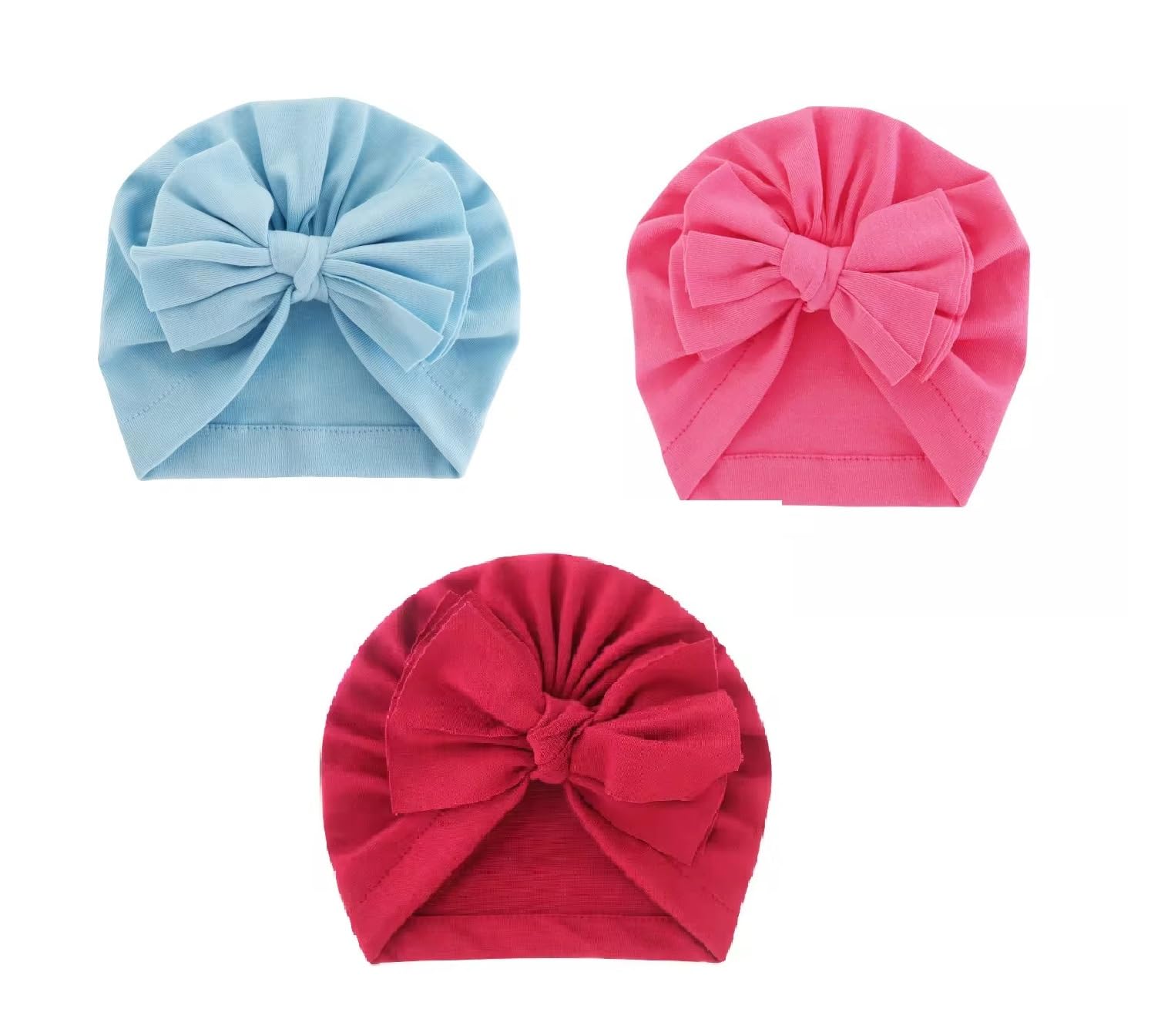 Blue red Pink Turban Bow Cap for Baby Girl & Baby boy - Baby Cap Perfect for Photoshoot dayout Hospital Cap for Age 3 to 36 Months-picture-44