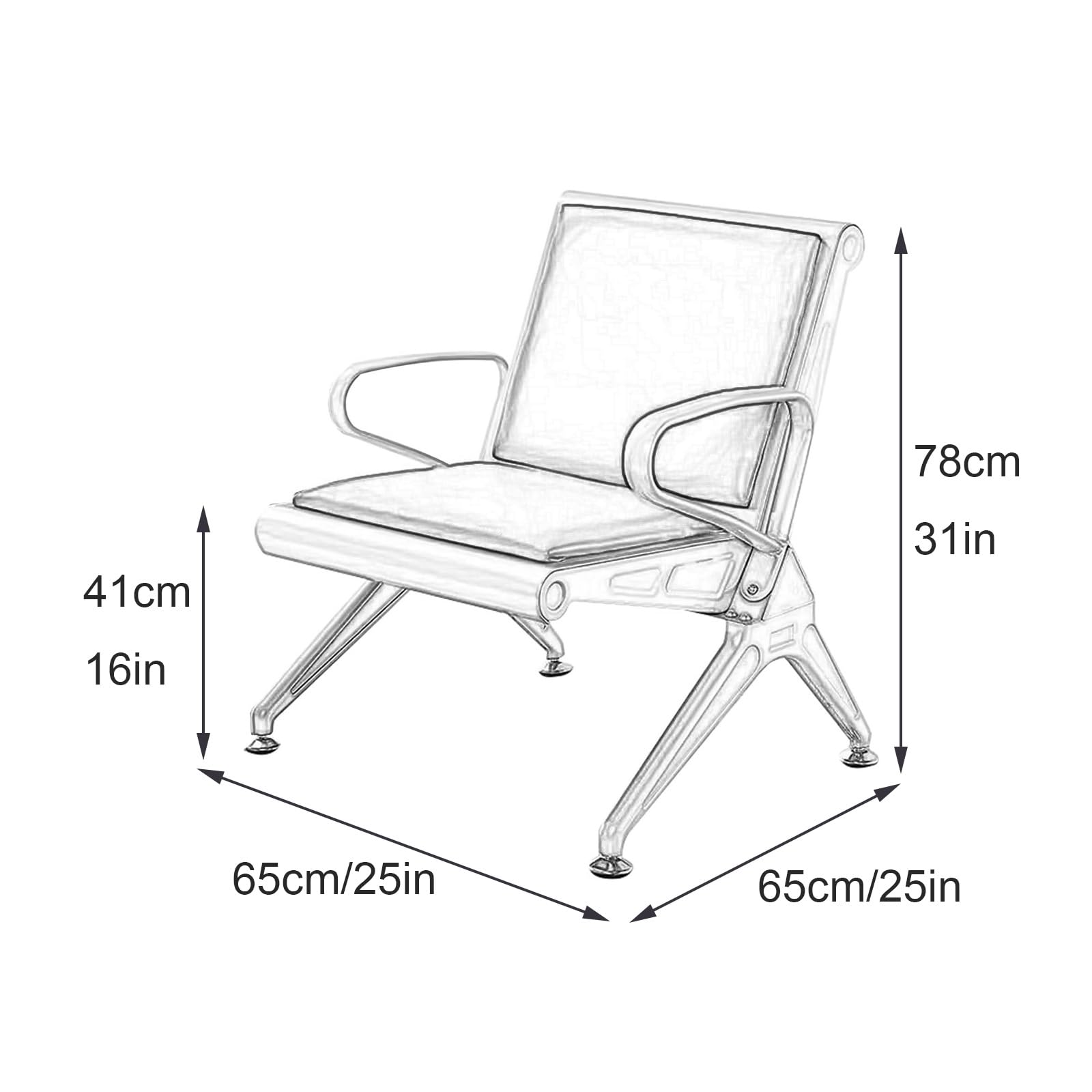 Sillas de sala de espera para recepción y vestíbulo, asiento cómodo con respaldos y reposabrazos para aeropuertos, hospitales, salones y oficinas
