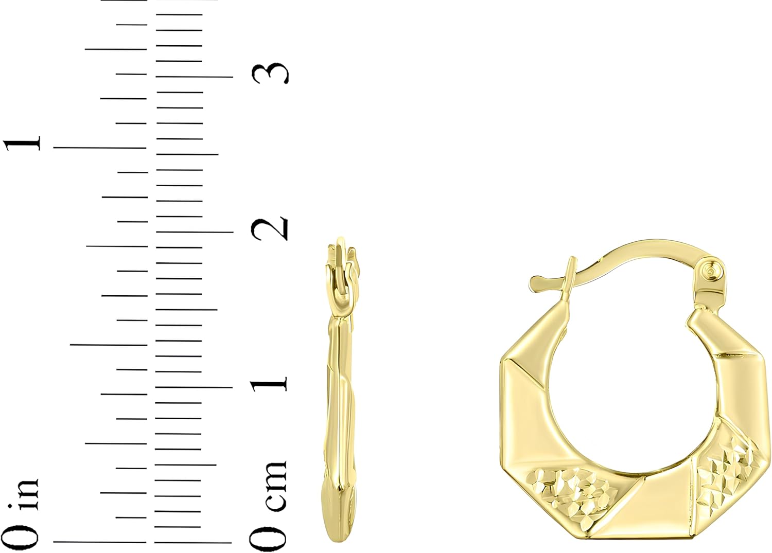 Floreo 10k Yellow Gold 19.8mm Octagon Twisted High Polished and Textured Hoop Earrings