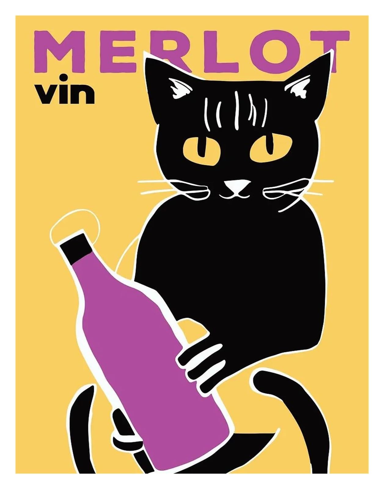 Xenite M Wall Art Canvas Prints Funny Cats French Jazz And Wine Posters Reading Hobbies Cartoon Prints Canvas Painting Wall Art Pictures Home Living Roo Decor(,50X70cm)