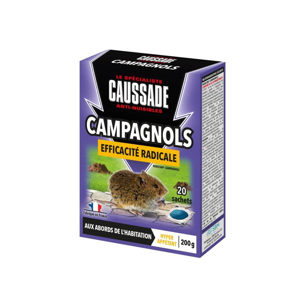 CAUSSADE Anti-Campagnols 200g 20 sachets Pâtes prêt à l'emploi