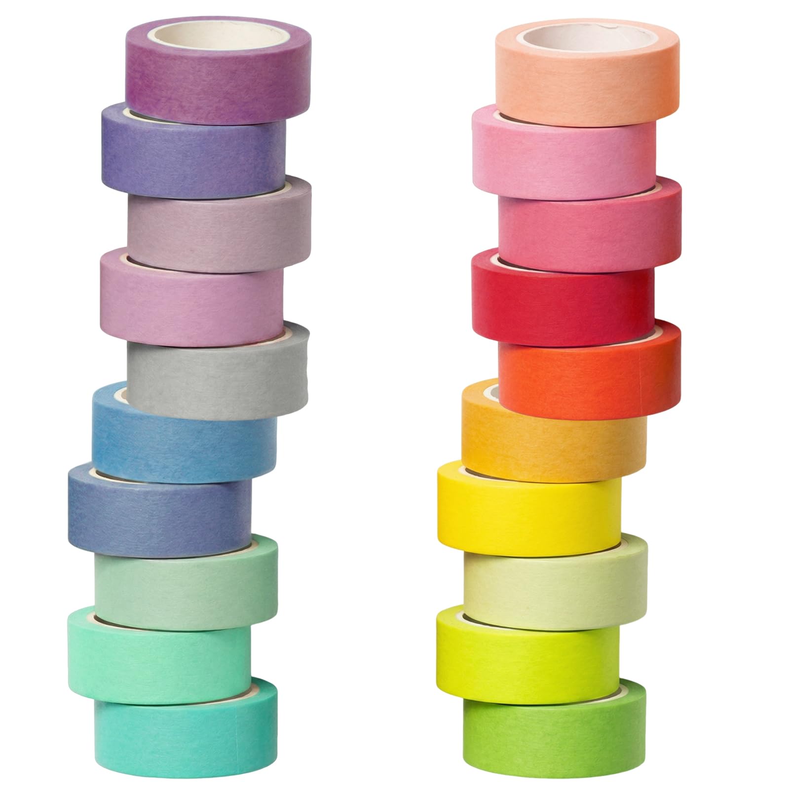 Omticova 20 Rolls Washi Paper Tape Sets, 15mm x 5m Rainbow Coloured Masking Tape, Sticky Craft Tapes for DIY Scrapbooking Crafts, Journal Decoration, Classroom Decorations, Art Lab