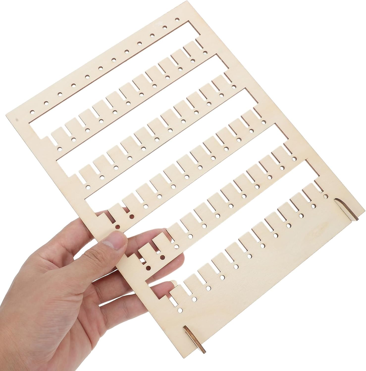 Wooden Pegboard Jewelry Organizer Stand Multifunctional Display Rack for Vendor Events and Craft Shows with Hooks for Necklaces Earrings Bracelets