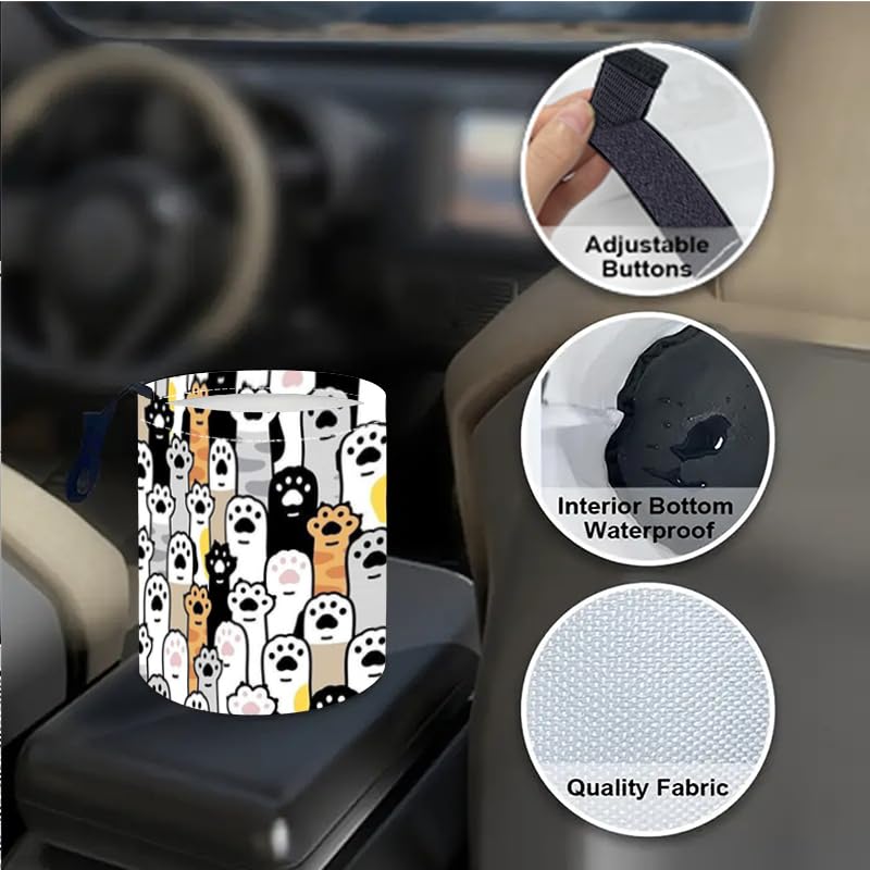 Image of Portable Reusable Waterproof Car Trash Bin, Multipurpose Vehicle Organizer, Road Trip Essentials (Dog paw)