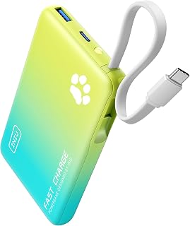 INIU Portable Charger, 45W PD Fast Charging Slim Power Bank, 10000mAh Built-in USB C Cable Battery Pack, Travel Camping Essentials Powerbank for iPhone 17 16 15 14 13 Air Pro Max, Samsung S25 S24 etc