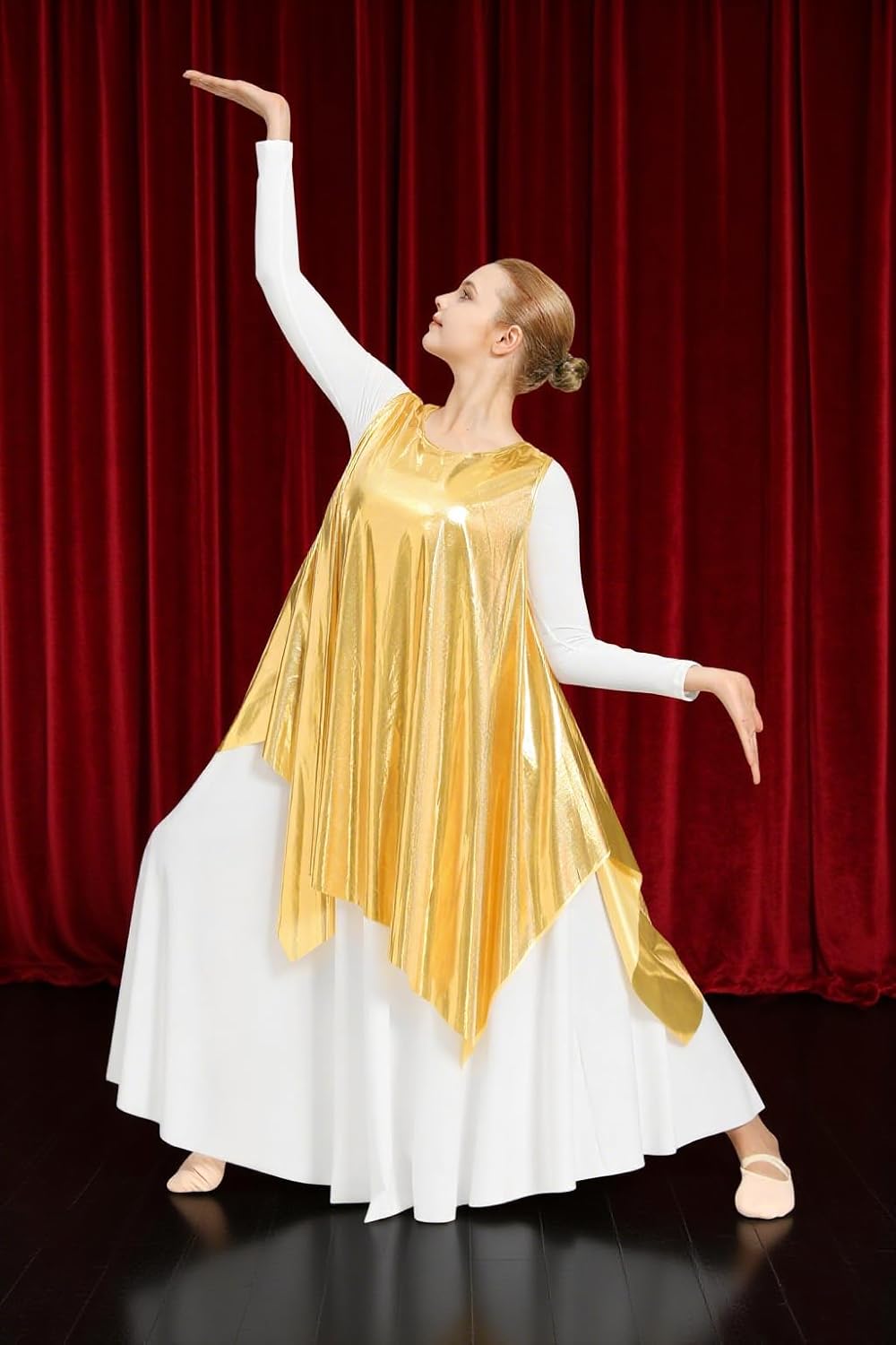 MOLLDAN 2-Piece Praise Dance Dress Set Tunic Liturgical Dancewear Irregular Worship Dress for Church Choir Performance - Image 5