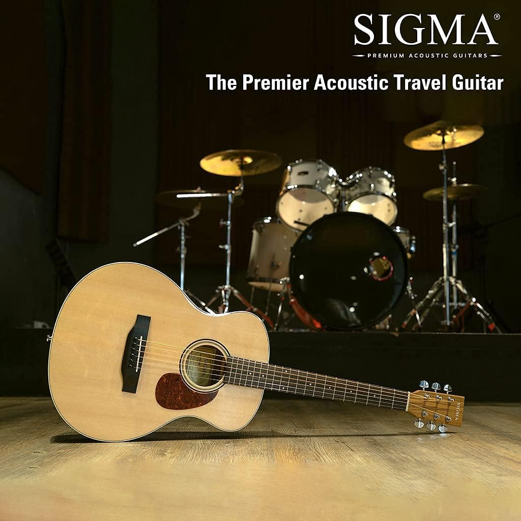 SIGMA, Mini Acoustic Guitar, Solid Spruce Top, Dao Back & Sides + Microfiber Polish Cloth for Musical Instrument