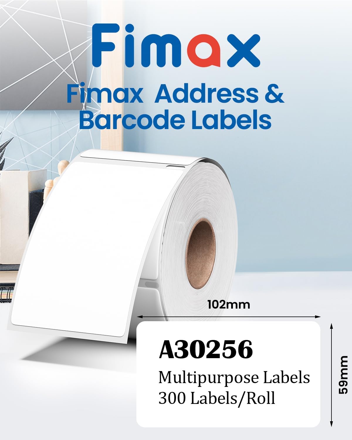 12-Rolls Shipping Labels 2-5/16" x 4" Replacement Dymo 30256 Large White Shipping Labels 59mm x 102mm Compatible with Dymo LabelWriter 450 and 4XL Printer, 12-Rolls/3600 Labels by Fimax