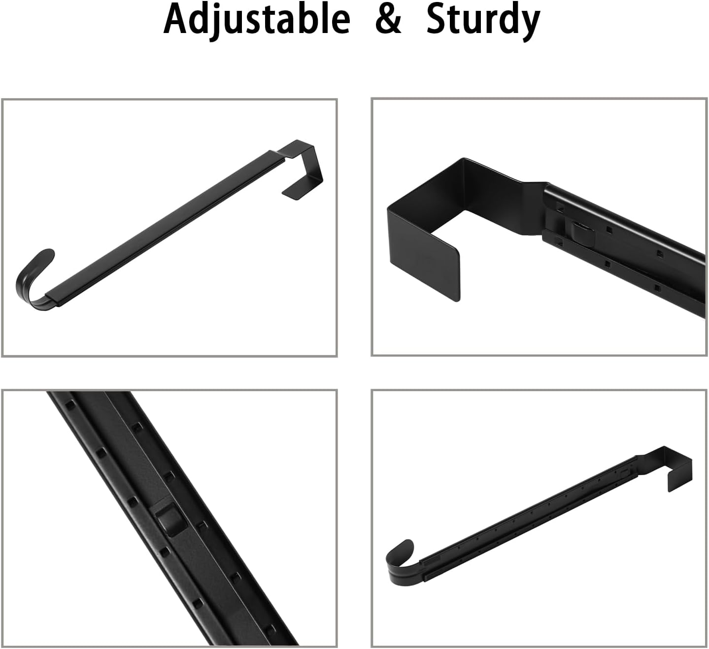 Sattiyrch Adjustable Wreath Hanger for Front Door, 14-24 Inch Ultra Thin Hook Heavy Duty Wreath Holder Supports up to 22 lbs,Black