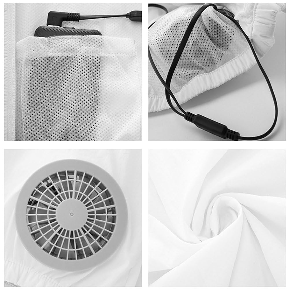 Chaleco de Enfriamiento Unisex Chaqueta con Capucha y Aire Acondicionado con 2 Ventiladores Chaleco Recargable USB