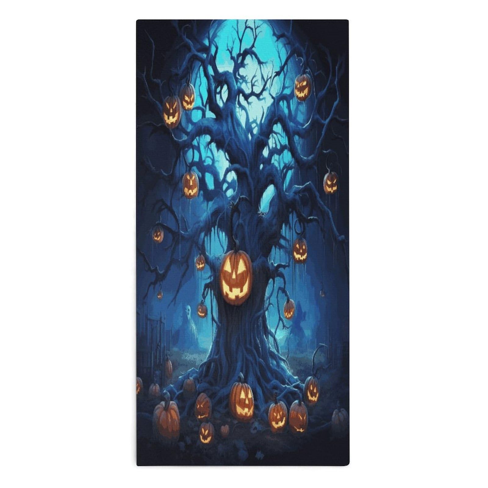 Btcowzrv Style Halloween Pumpkin Tree Blue Bath Towel Beach Towels Shower Towel