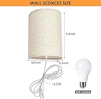 Vista 2 de Aplique de pared enchufable, juego de dos apliques de pared de 3 colores, lámpara de pared industrial, lámpara de pared con interruptor