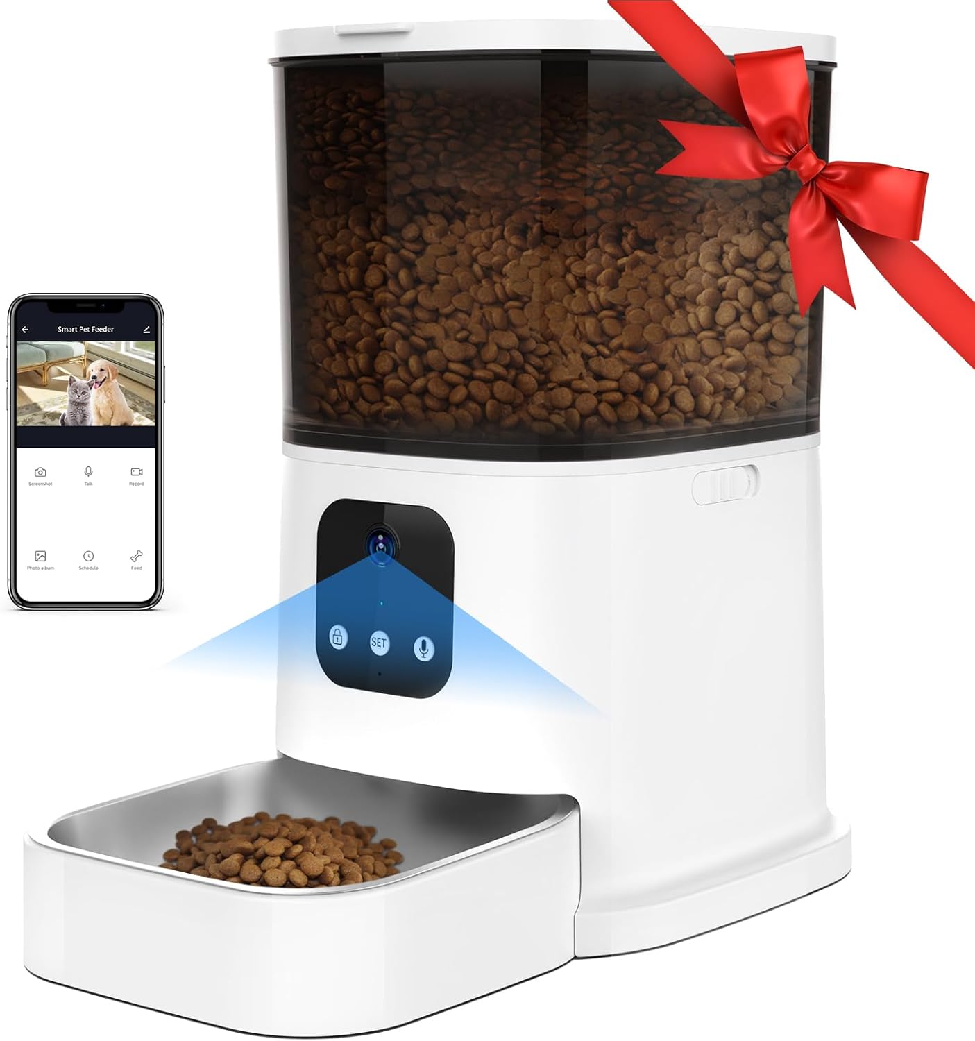 Advwin 6L Automatic Cat Feeder 5G&2.4G WiFi App with 1080P HD Night