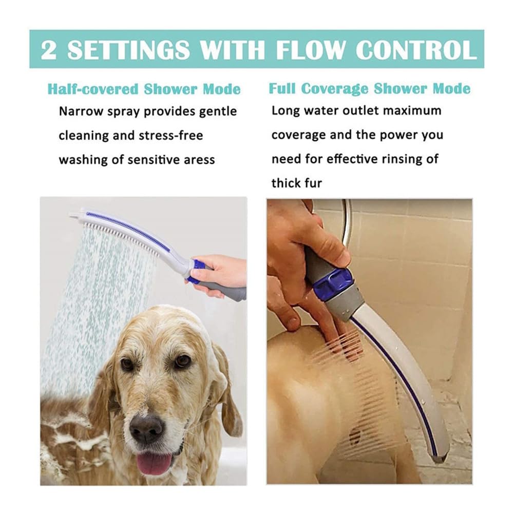 Cabezal Ducha para Perros, Accesorio Ducha para Mascotas, Rociador Baño para Mascotas, Rociador Lavado para Perros para Interiores y Exteriores, Incluye Manguera Flexible 8 Pies