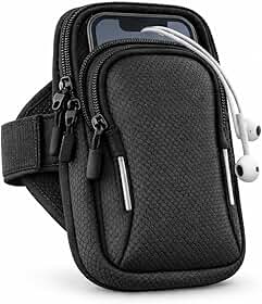 Bolsa de Braço Esportiva para Celular, Braçadeira Multifuncional, Neoprene, Preta, 18x9 cm, Ajustável com Velcro, para Corrida, Academia e Caminhada