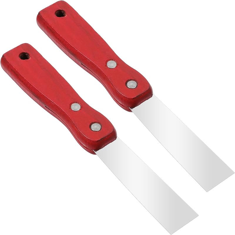 2 cuchillos de masilla pequeños de 1 pulgada, cuchillos de masilla flexibles de metal, herramienta raspadora delgada para paneles de yeso, calcomanías, baldosas, papel de pared, parches, cinta adhesiva, pintura, revestimiento de raspado