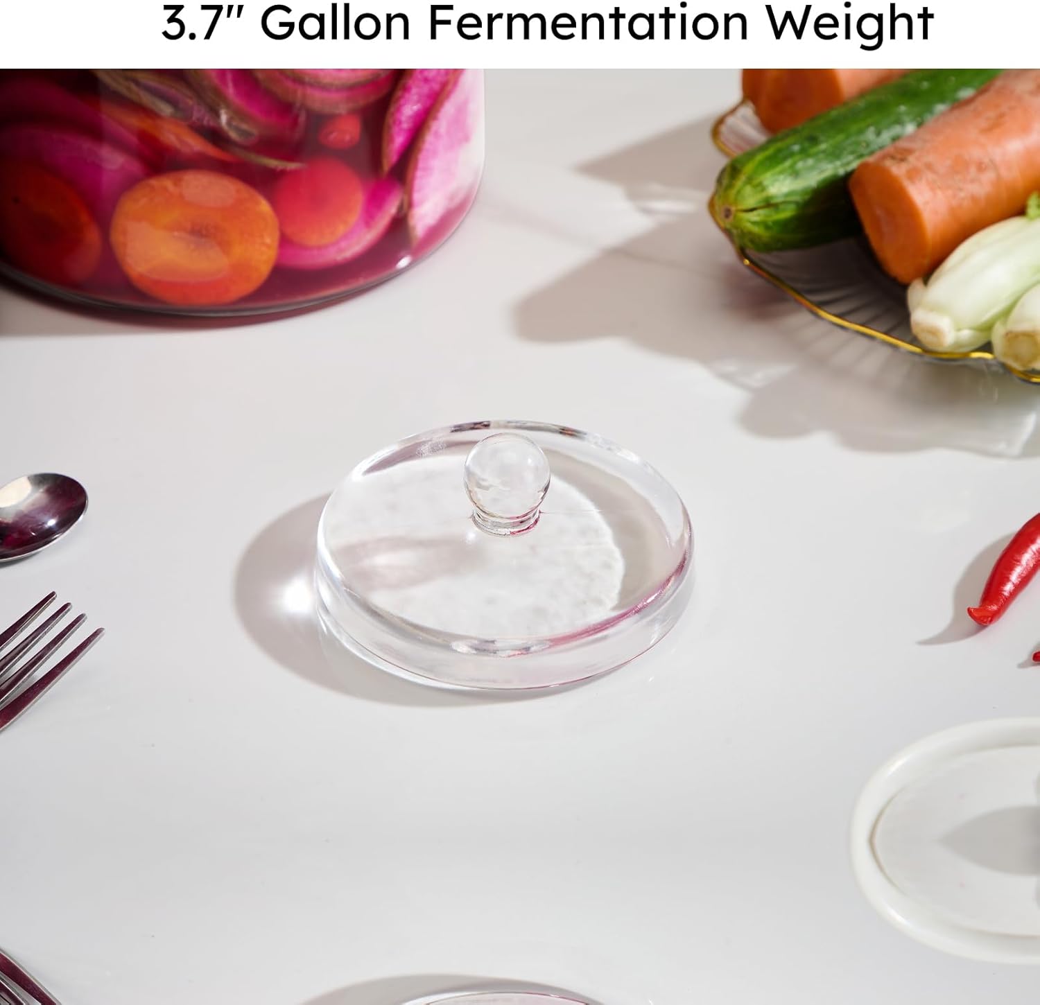 Jillmo Fermentation Weight for 3.8-inch Mouth Gallon Jar, Large Glass Weights for Fermenting Gallon Jar, Pack of 2 - Image 7