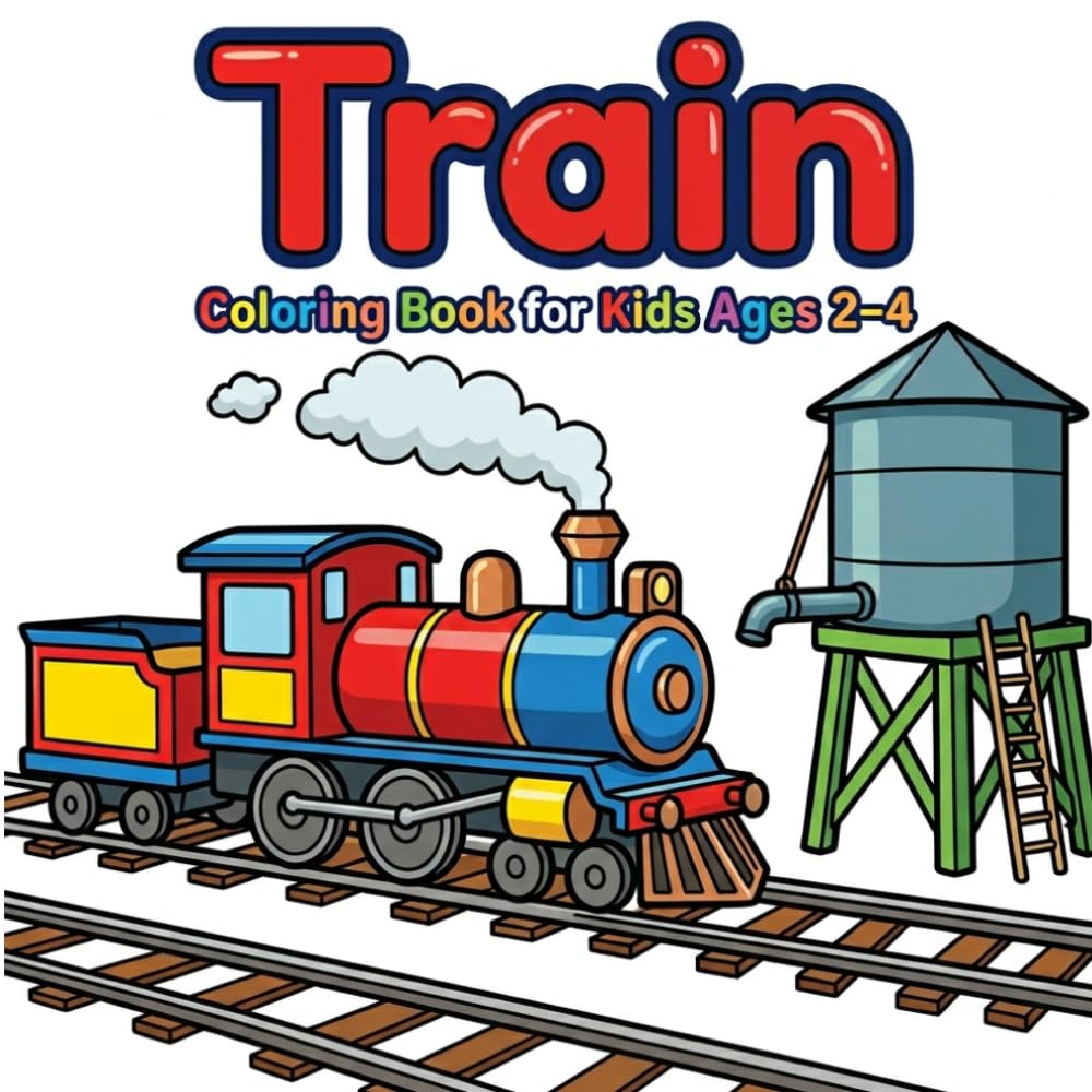 Train Coloring Book for Kids Ages 2–4: Train Scenes, Railways & Locomotives Coloring Pages | Big Simple Bold Outline Designs for Toddlers & Preschoolers (My First Vehicle Coloring Series)