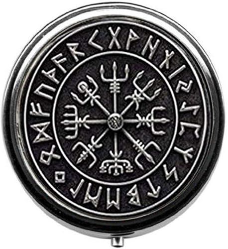 Caja de píldoras de la brújula vikinga, joyería, caja de cristal del caramelo del cabujón