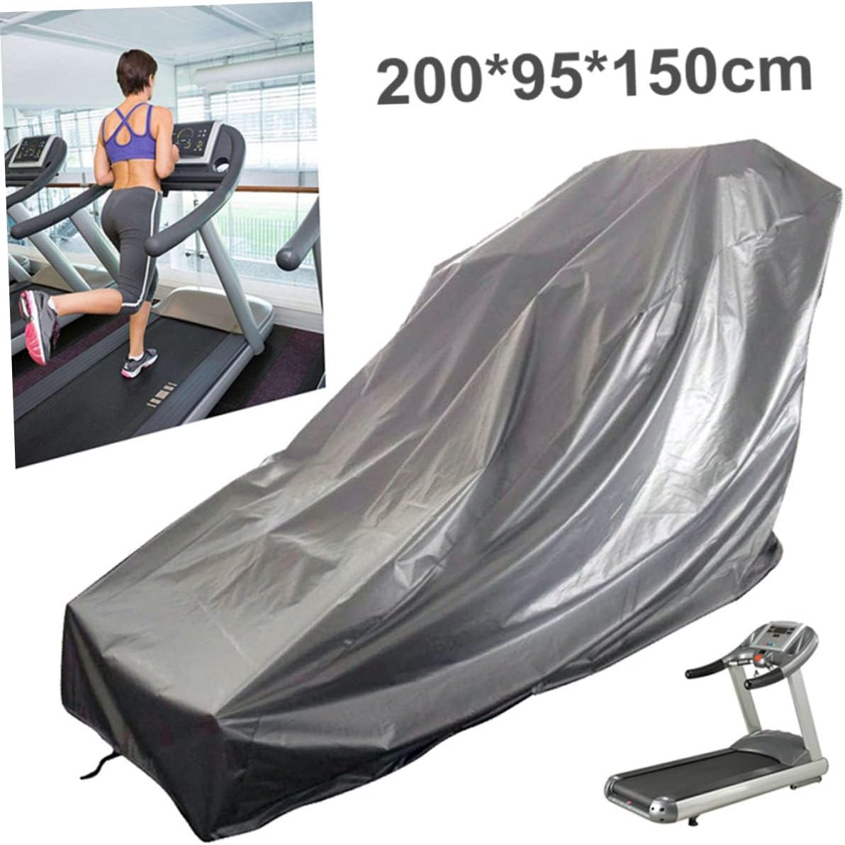 1pc Treadmill Cover Oxford for Outdoor Running Machine Lightweight Easy to Clean Grey for Home and Courtyard