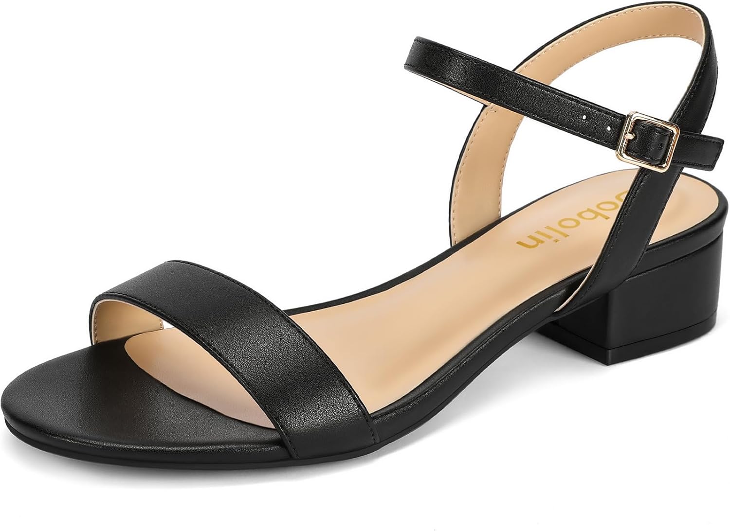 Women Sandals Dressy Comfortable Walking Strappy Open Toe Wedding Shoes for Bride 1.2 Inch Low Block Heels Adjustable Ankle Strap