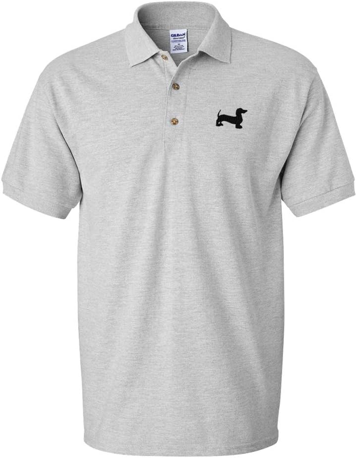 Custom Polo Shirt Dachshund Dog Black Silhouette Sewed Cotton Golf Shirt for Men
