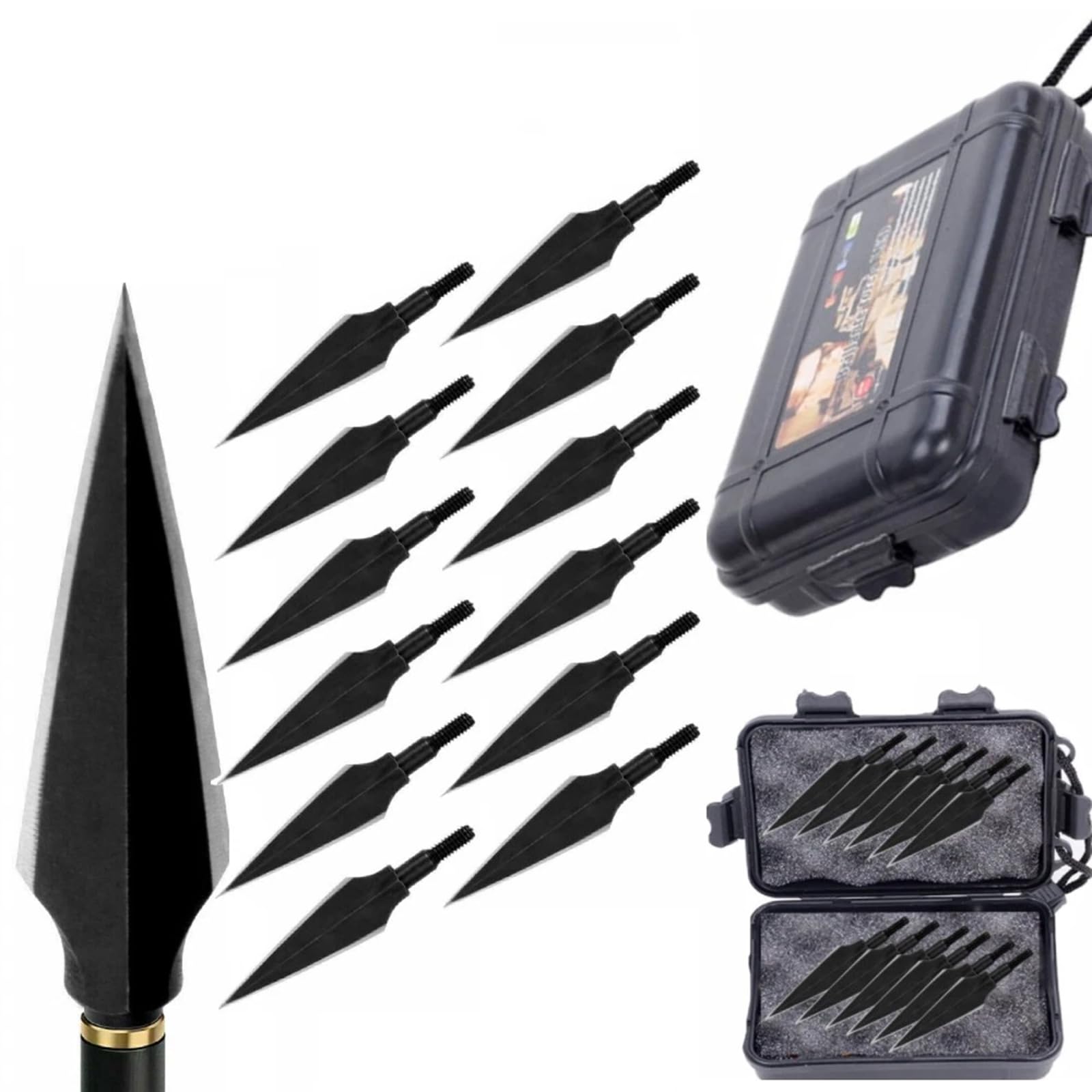 Photo 1 of Traditional Broadheads 12 Pcs, 150 Grain Heat-Treated Practice Arrow Tips with Box for Compound & Recurve Bows, Target Archery? (LY)