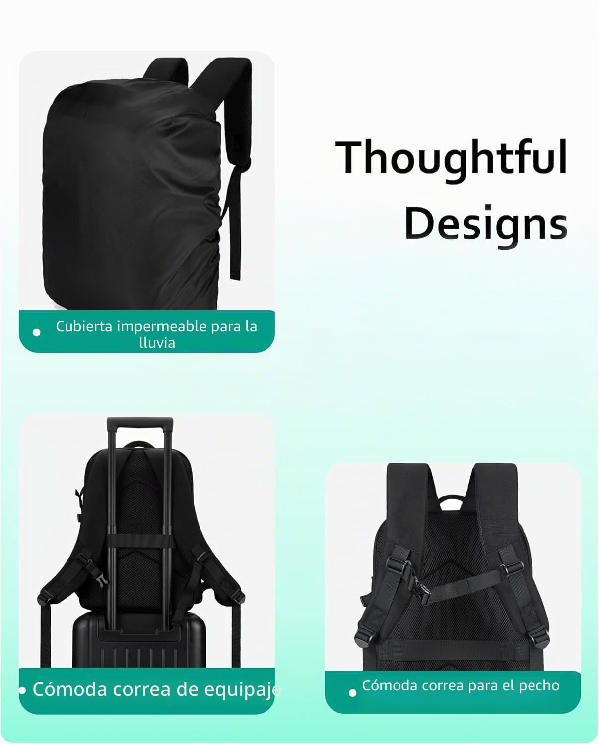 bagsmart Mochila para cámara DSLR SLR compatible con portátiles de 13,3-15,6 pulgadas, mochila de fotos impermeable con protección contra la lluvia, soporte para trípode, Negro , L, Mochila para