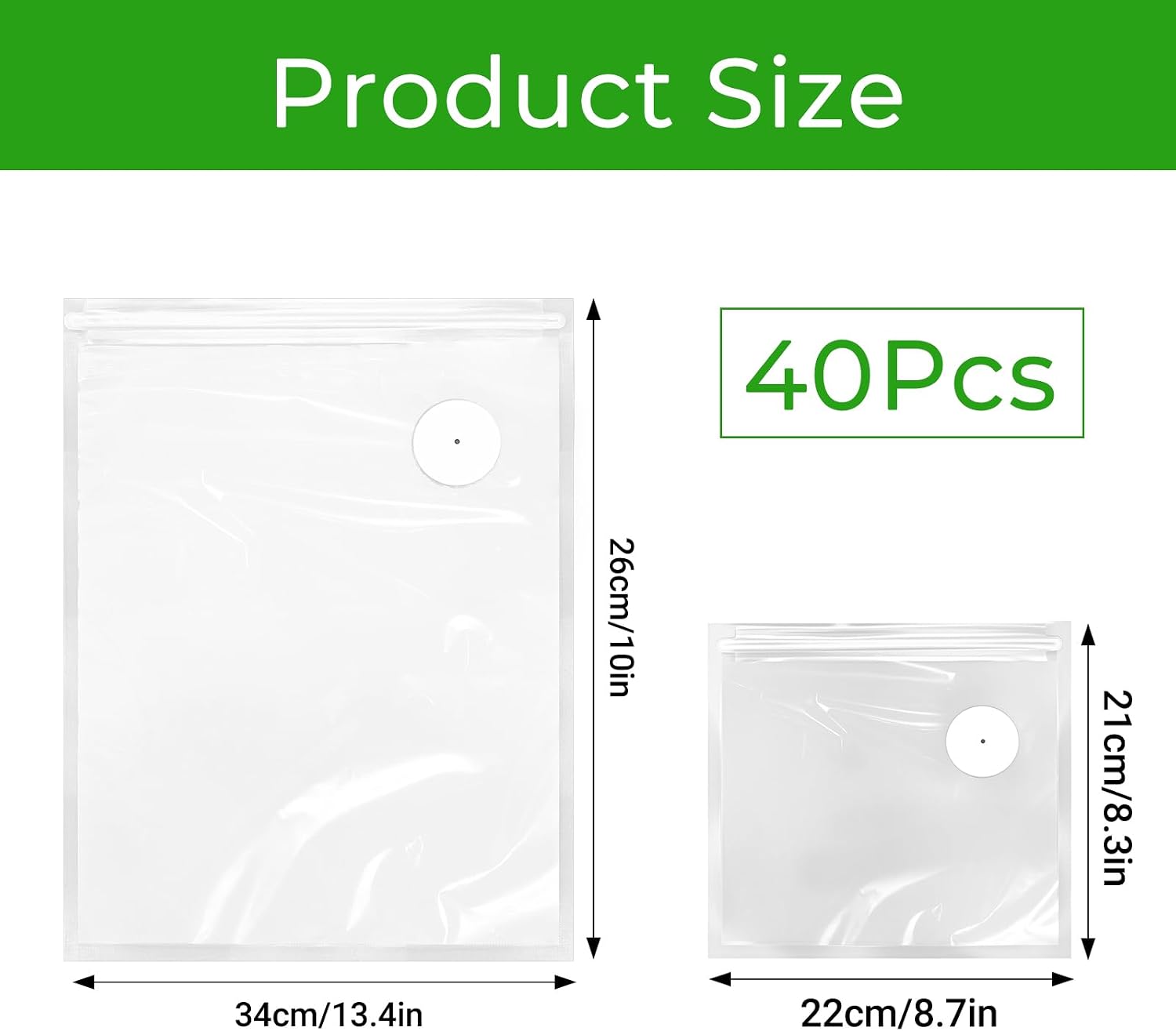 40 Pcs Reusable Vacuum Sealer Bags for Food with 4 Clips, Vacuum Food Storage Bags for Food Saver with Air Valve, Compatible with Most Handheld Vacuum Sealers (20 S, 8.3"×8.7"+20 L, 10" x 13.4")