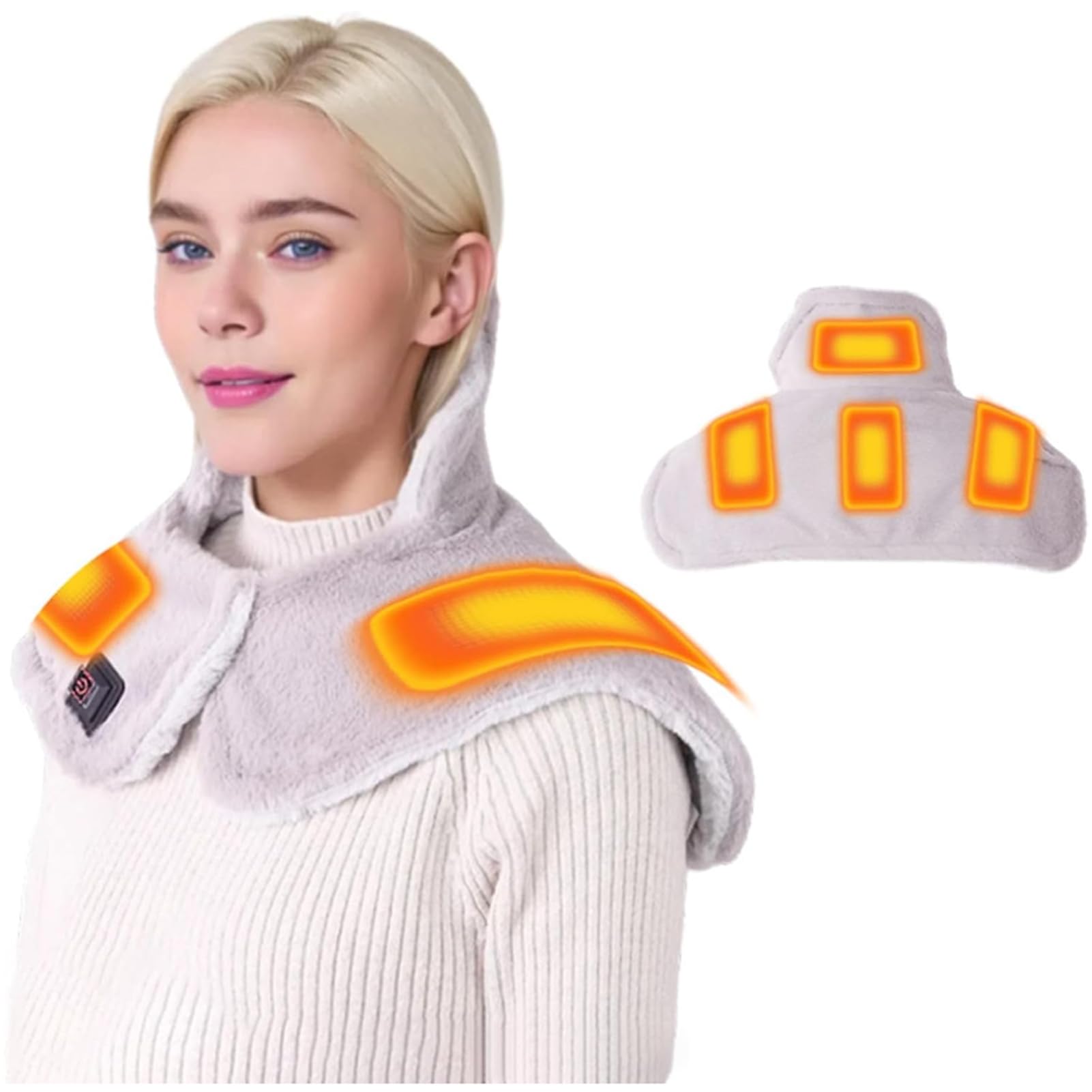 Manta Electrica Cuello Y Cervicales Con Dolor Y Molestias Con 10h Apagado Automático 3 Niveles De Temperatura De Franela Lavable a Máquina Para Cuello Calentador Regalo Navidad