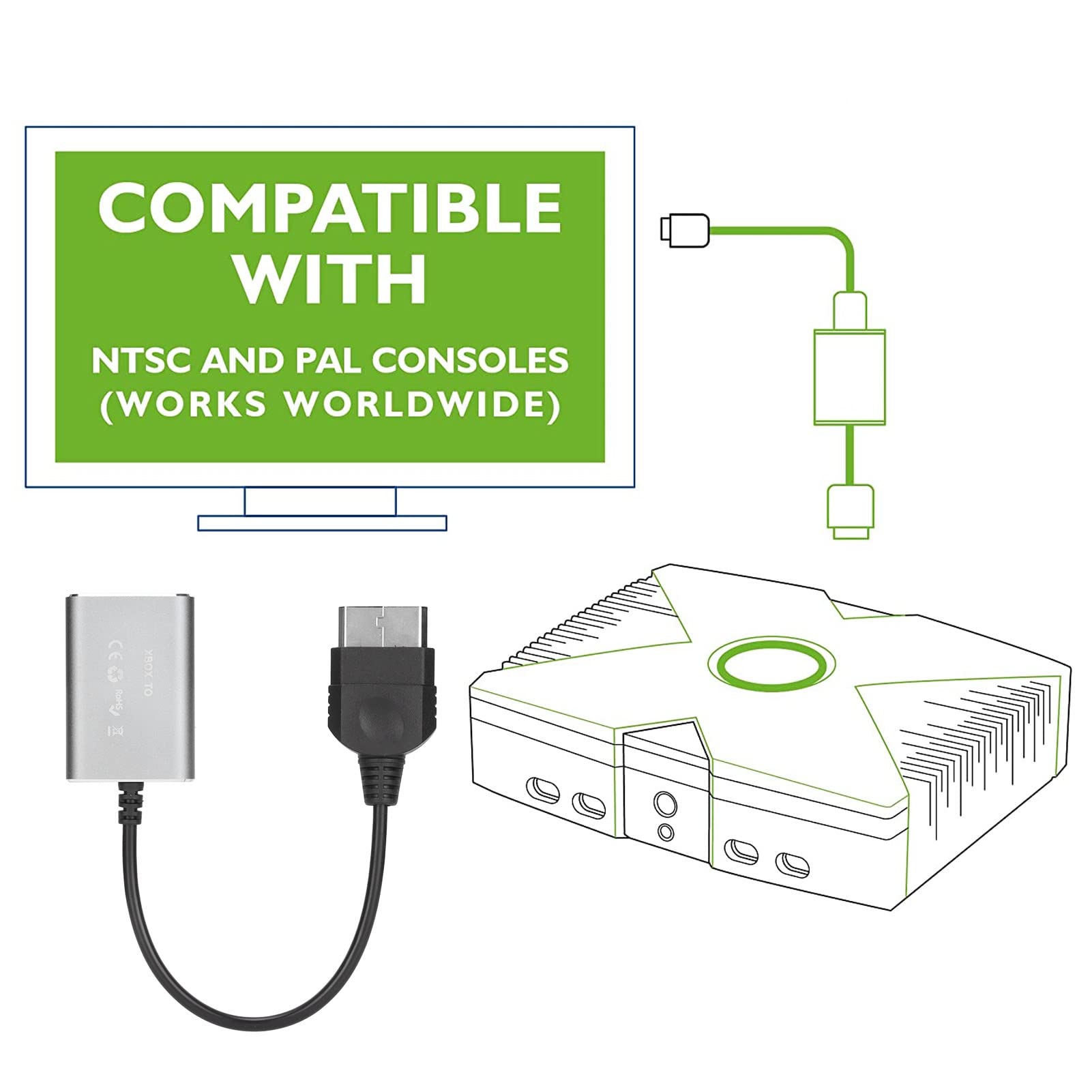 Xbox to HDMI Converter - HD Multimedia Interface Adapter, Plug and Play Kabel, Unterstützt Original Ausgangsauflösungen