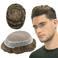 Vista 18 de Pieza de cabello humano real para hombre, sistema de reemplazo de unidades de cabello para hombres, piezas de cabello duradero, tupé para hombres
