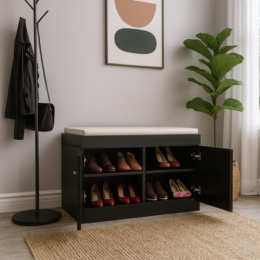 Sleepyhead Shoe Rack Raywud Step Seating Shoe Rack with Seat | Engineered Wood Shoe Cabinet ...
