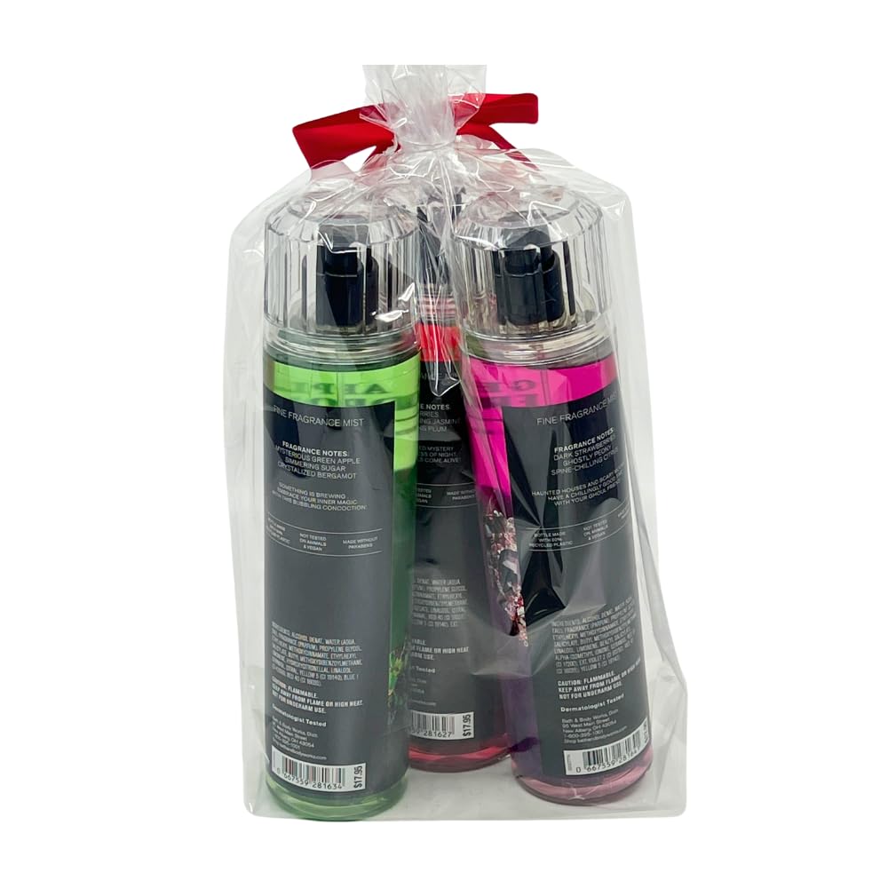 Bath & Body Works VAMPIRE BLOOD, GHOUL FRIEND, CANDY APPLE CAULDRON Fine Fragrance Mist 3-piece Halloween Collections 2024 with a Red Bow - Limited Edition