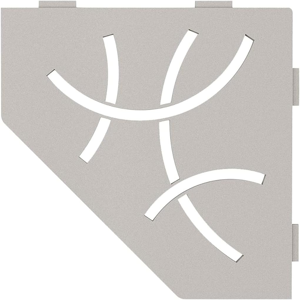 Schluter Pentagonal Corner Shelf for Tiled Walls - Curve Design, Aluminum Material, Greige Finish, 3/32" Thick Anchoring Tabs - SES2D6TSBG