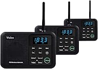 Wuloo WL888 Wireless Intercom System for Home - 1 Mile Range, 22 Channels, 100 Codes, 3 Black Stations, Room-to-Room Communication