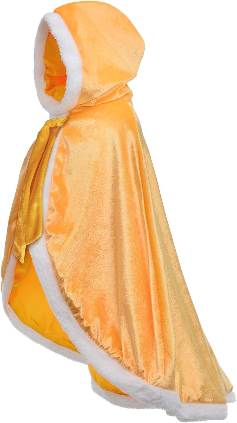 Fur Princess Hooded Cape Cloaks Costume for Girls Dress Up