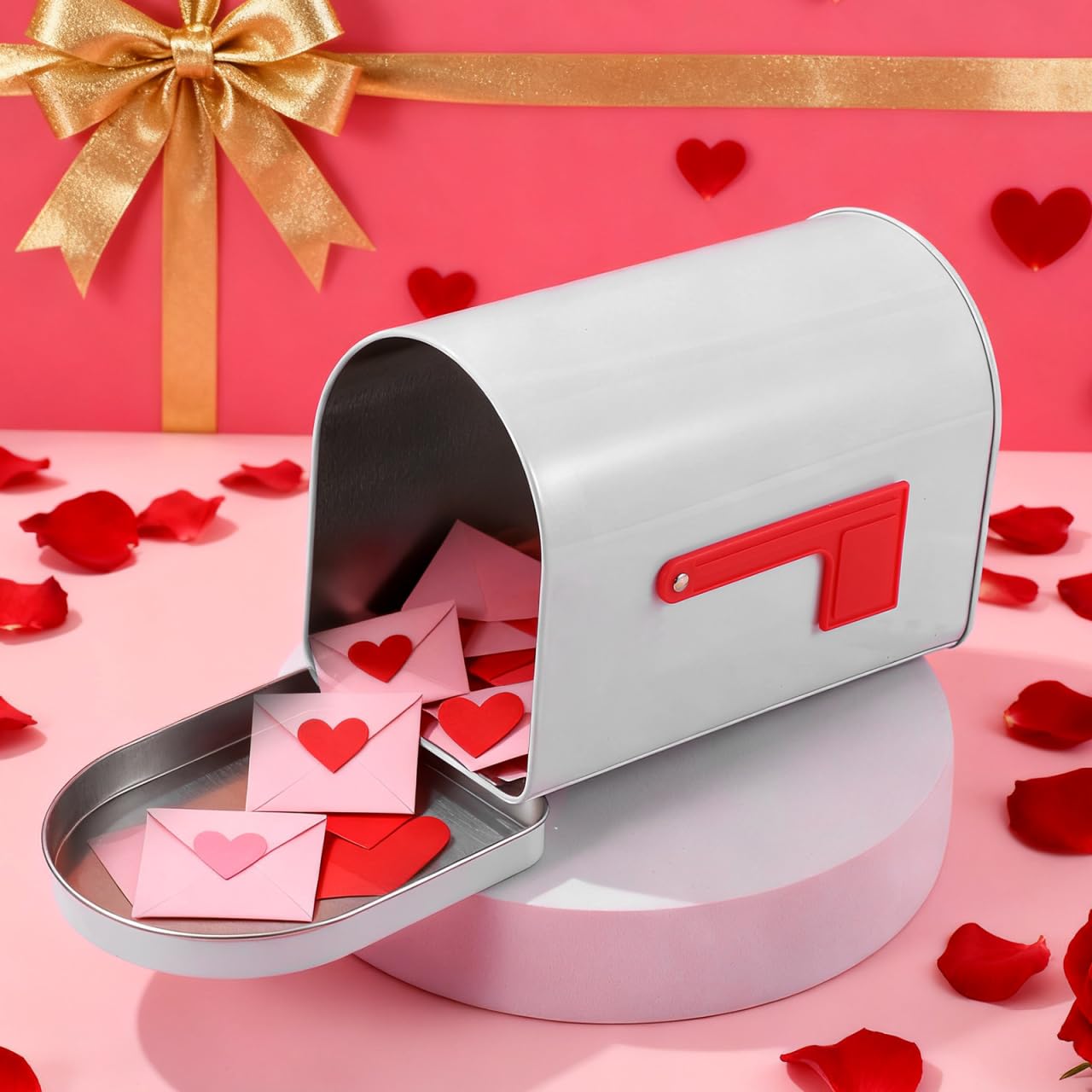 Gadpiparty Briefkasten Kinder Klein für Spielhaus Outdoor Metall Postfach Spielzeug aus Weissblech Mini Postbox Spielzeugbox für Kinderzimmer Garten Weiss 15.6 x 9.4 x 11.2cm