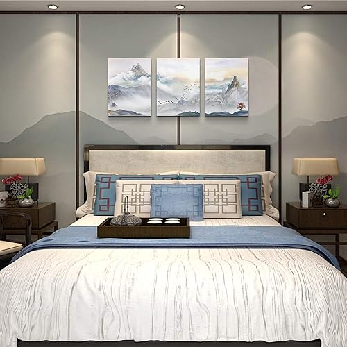 Miniatura 6 de Cuadro abstracto de paisaje de montaña, lienzo de pared para sala de estar, baño, decoración de pared para dormitorio, cocina, obras de arte,