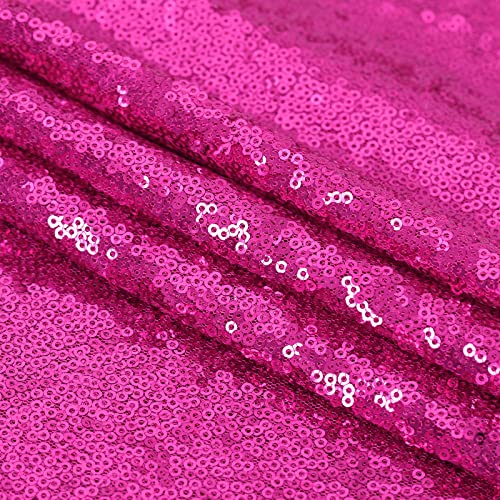 Image of B-COOL Rectangle Fuchsia Sequin Tablecloth Glitter Tablecloth Wedding Party Sequence Table Cloth for Christmas 60x102-Inch