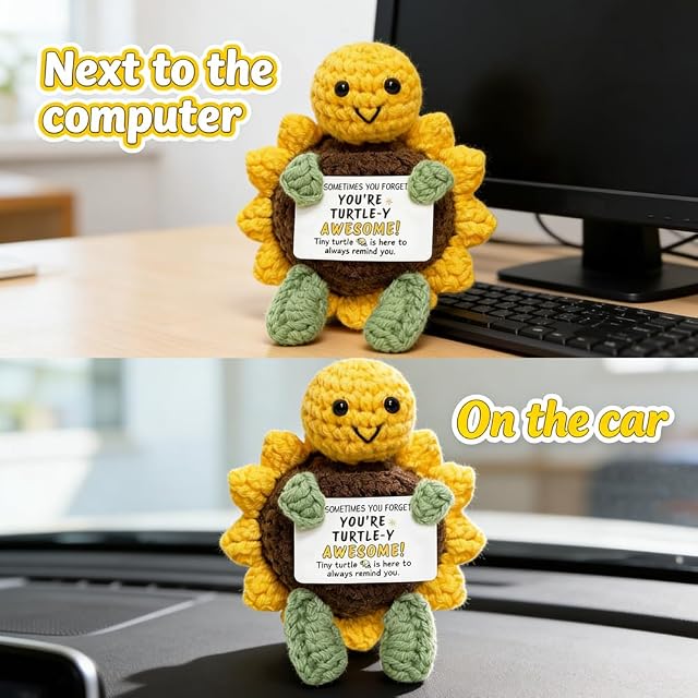 Foto 7 de 8 de Regalo Divertidos Energía Positiva, Muñecos de Ganchillo Tortuga, Regalo Creativo Cumpleaños para Familia