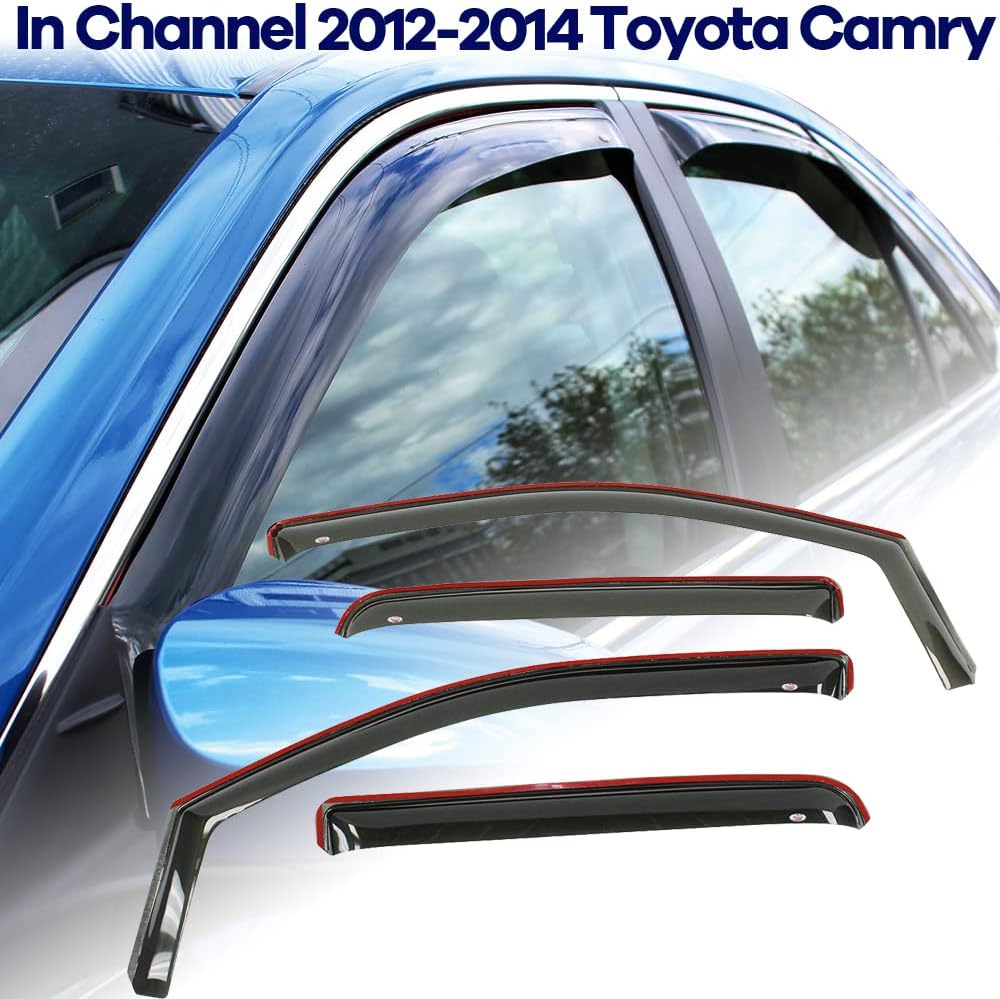 Window Deflector Compatible with 2012 2013 2014 Camry 4 Door Tape on Window Visors 3D JDM Wevy Mugen Style Window Rain Guards (2012-2014 Camry[in-Channel])