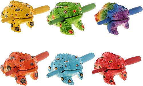 Miniatura 18 de 3.5" Instrumento de escofina de madera de rana Guiro - Percusión Musical Tone Block Craft (azul)