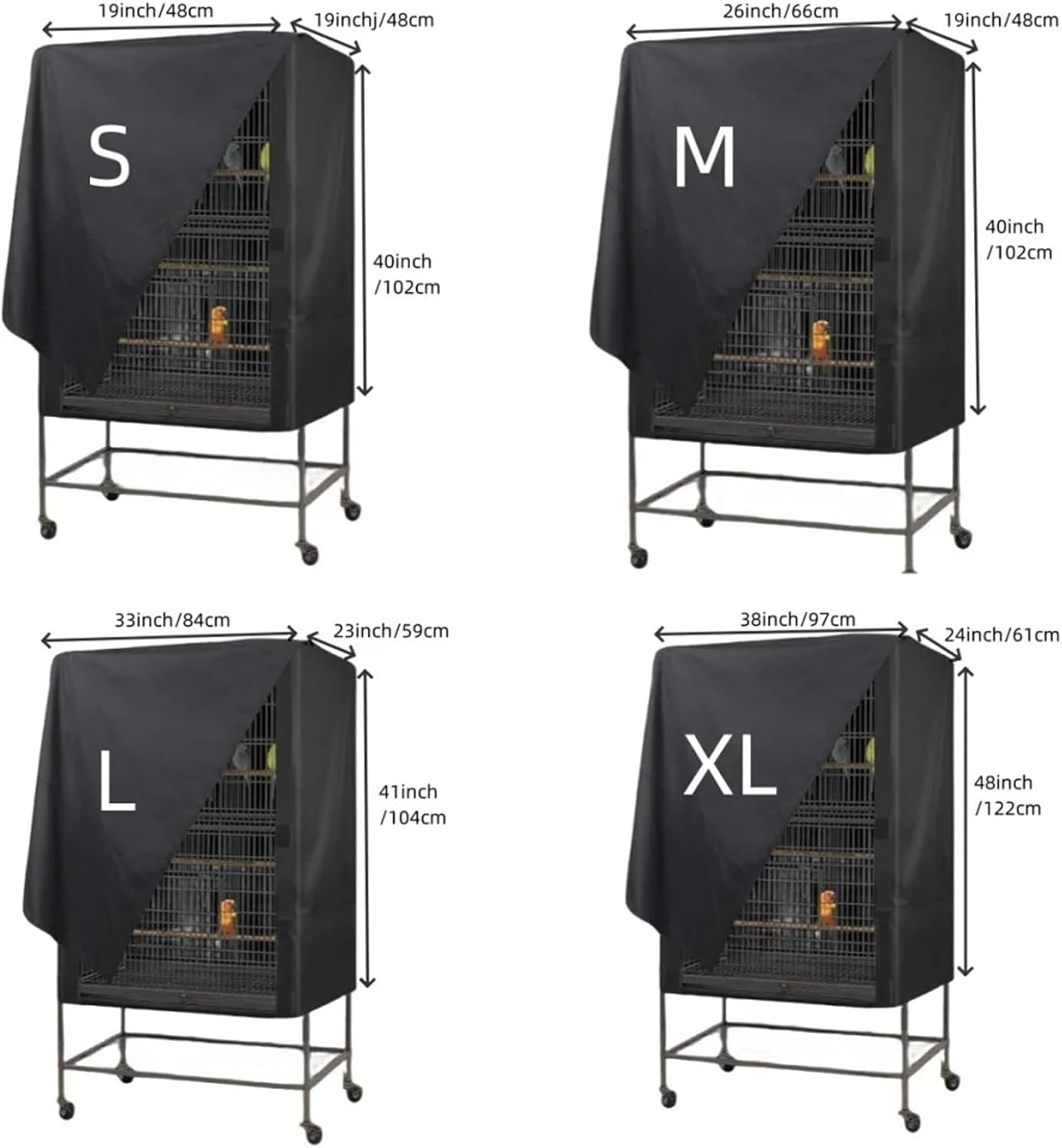 Bird Cage Cover Pets Product Universal Birdcage Cover for Pets' Good Night, Washable & Breathable Birdcage Cover for Birdcage Accessories(84x59x104cm)