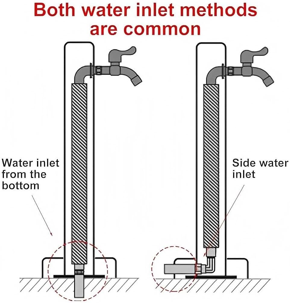 Outdoor Water Faucet, Stainless Steel Garden Hydrant, Frost-Free Antifreeze Tap Column, Thickened Sun-Protective Design for Villas & Gardens (Black-B, 93cm/37in)