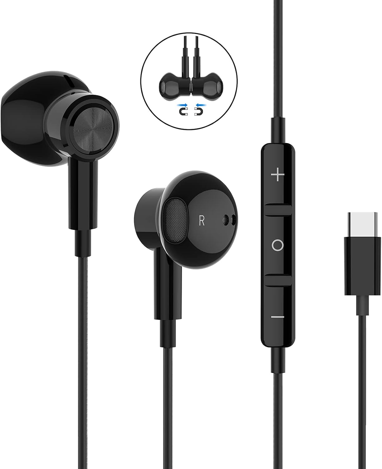 Google Pixel 5 4,3,2 Auricolari Type C,Cuffie Magnetiche Stereo HiFi con  Microfono e